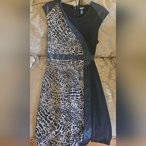 NWOT Black Label by Chico's black/tan animal print dress